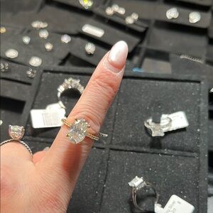 Gold Oval Cubic Zirconia Engagement Ring - Women Jewelry